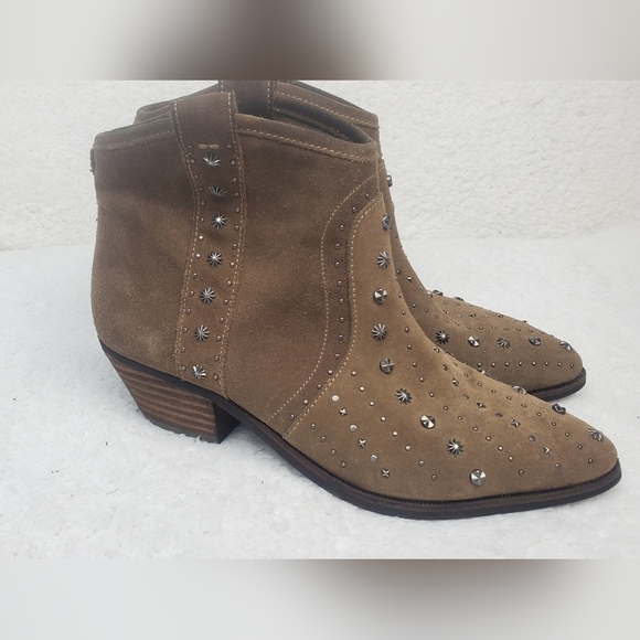 Sam Edelman Bootie Women Size 7M Taupe Studded Point-toe - Picture 1 of 16